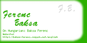 ferenc baksa business card